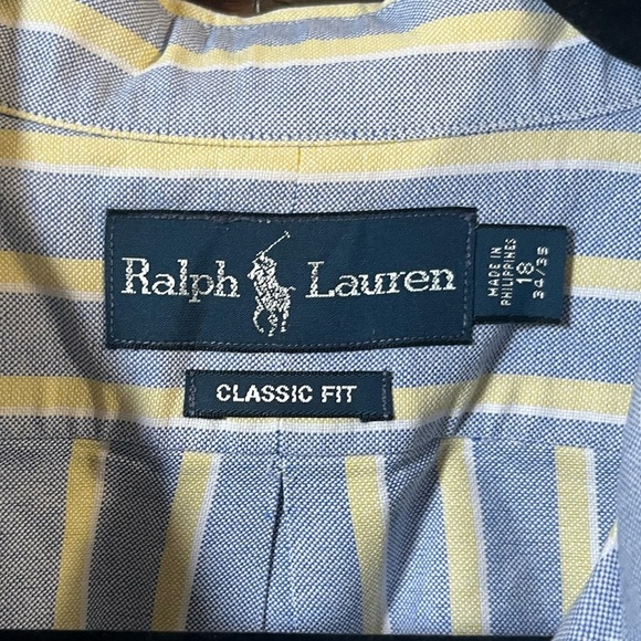 Ralph Lauren Men's Yellow and Blue Striped Shirt - Picture 4 of 4